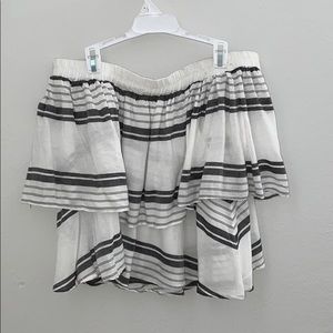 Off-the-shoulder flowy top.